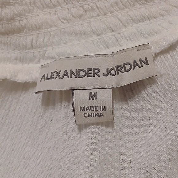 Alexander Jordan Off White Button front long slv Blouse Sheering details Sz M - Picture 11 of 12